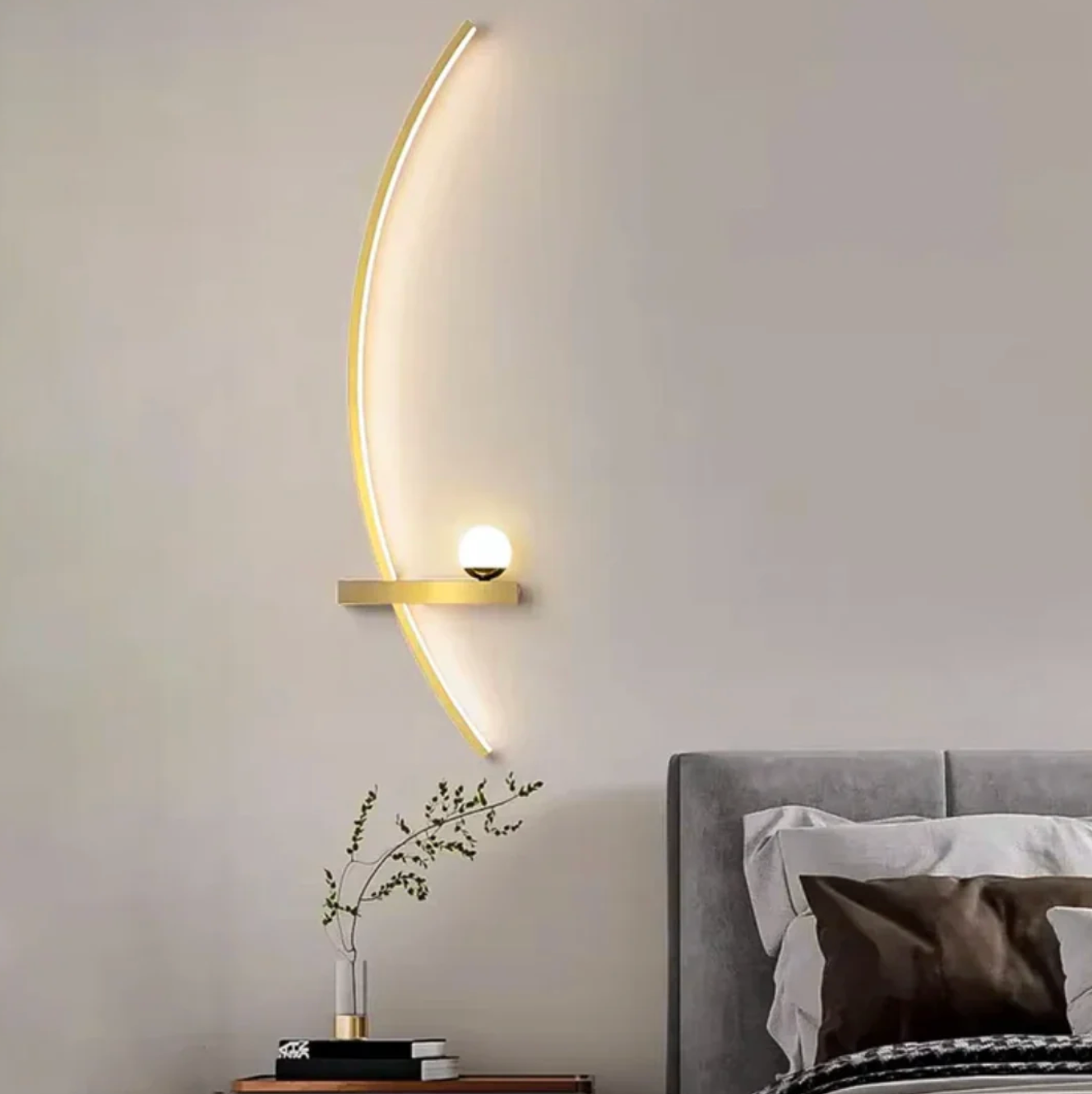 Nowoczesny kinkiet ścienny LED półokrągły z półką — designerskie oświetlenie | Norivo Norivo