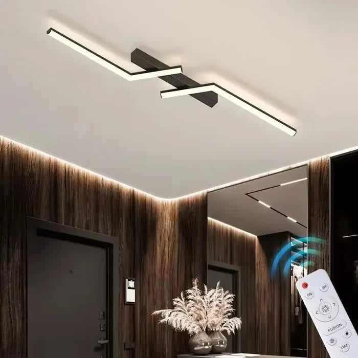 Lampa sufitowa LED geometryczna — liniowa forma zygzak, z pilotem | Norivo Norivo