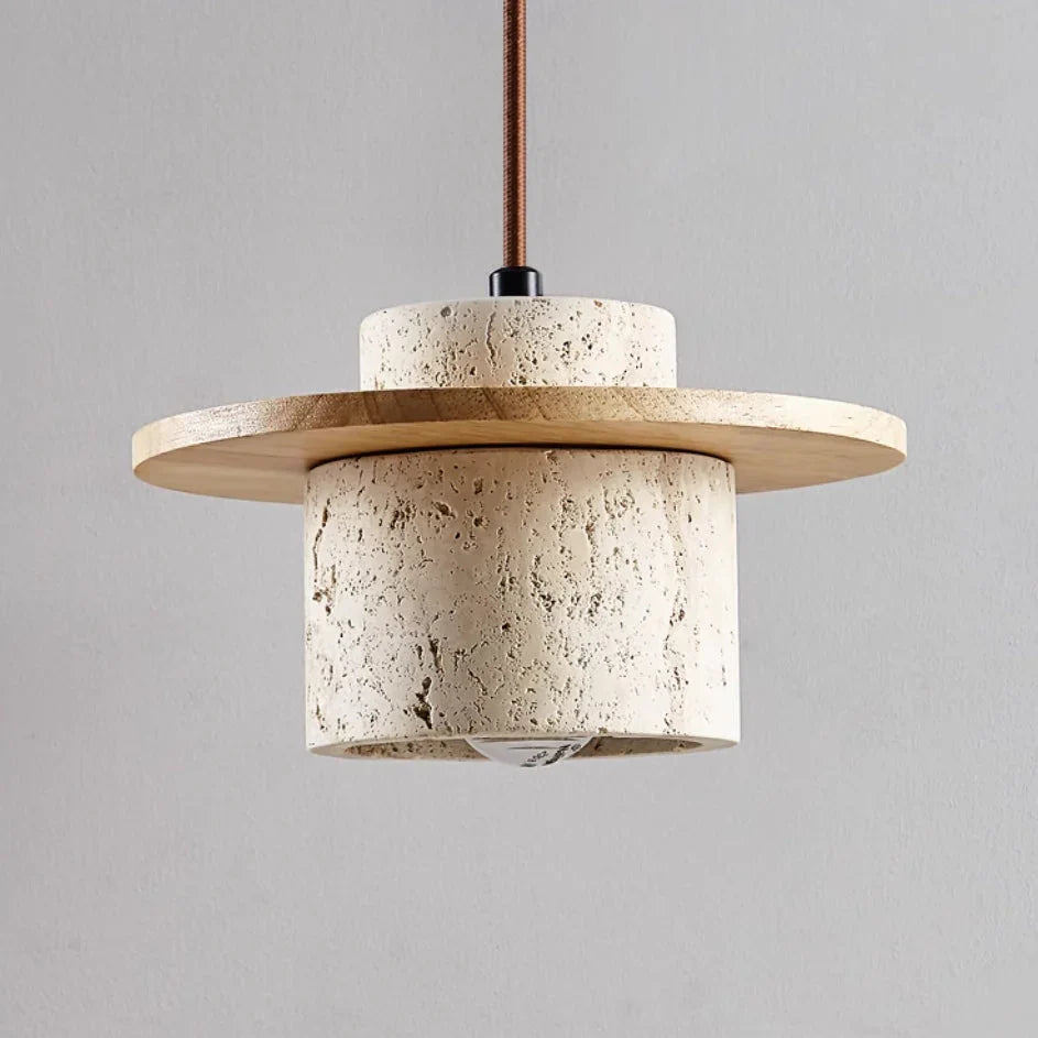Lampa wisząca z kamienia i drewna — premium | Norivo Norivo