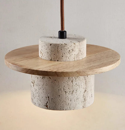 Lampa wisząca z kamienia i drewna — premium | Norivo Norivo