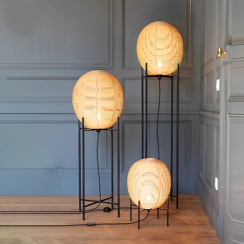 Lampa podłogowa rattan boho naturalna