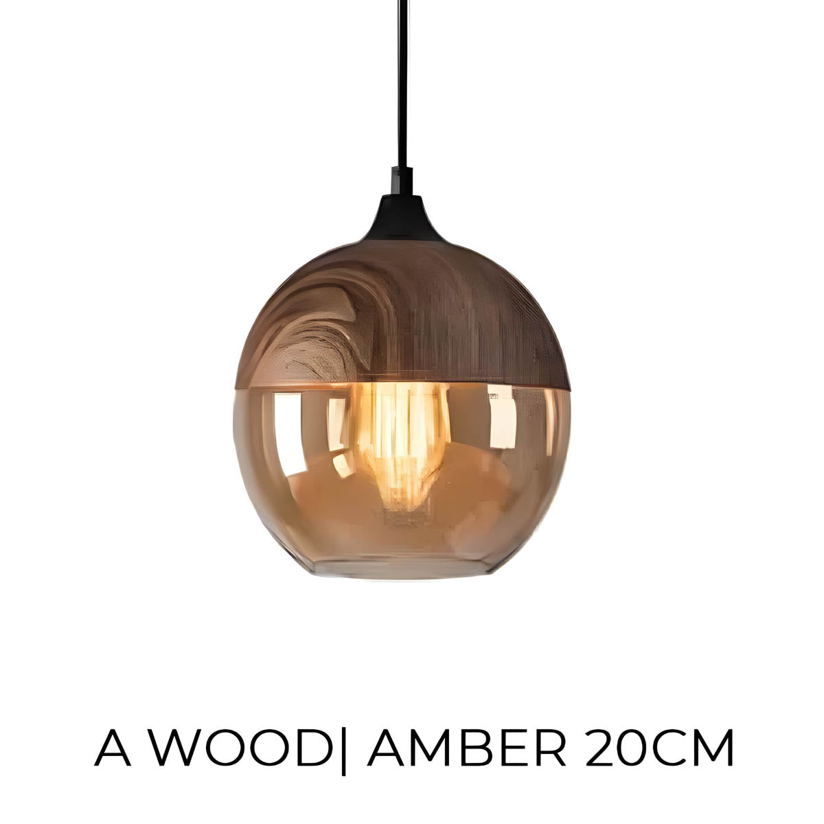 Lampa wisząca FUSIO — drewno i szkło bursztynowe, mix&match | Norivo Norivo