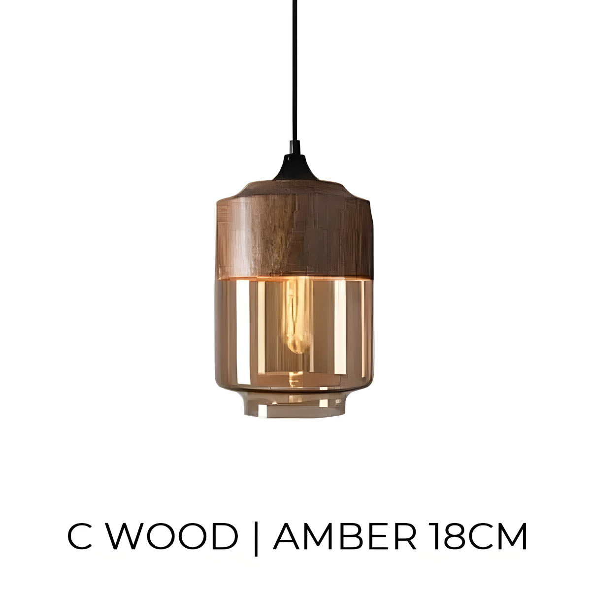 Lampa wisząca FUSIO — drewno i szkło bursztynowe, mix&match | Norivo Norivo