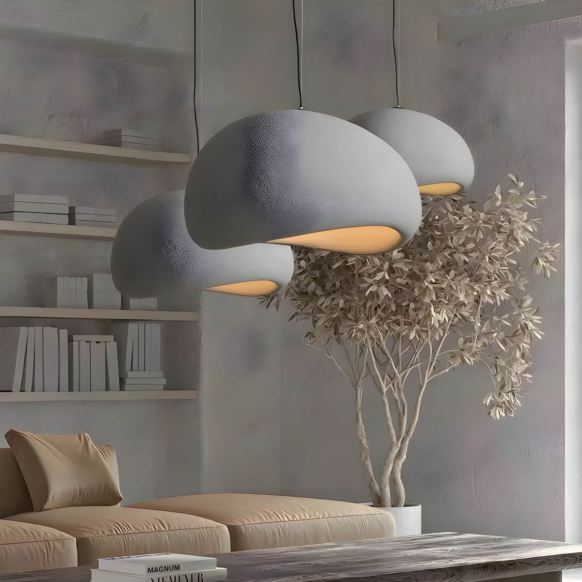 Lampa wisząca WABILUME — styl wabi-sabi, regulowana wysokość | Norivo Norivo
