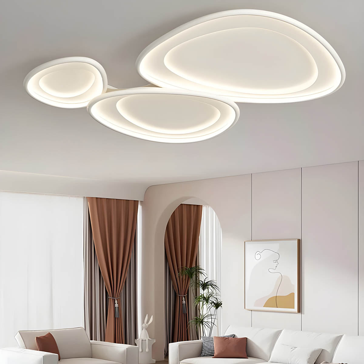 Lampa sufitowa RIPPLE — designerskie oświetlenie z efektem fal, chrom lub biały | Norivo Norivo