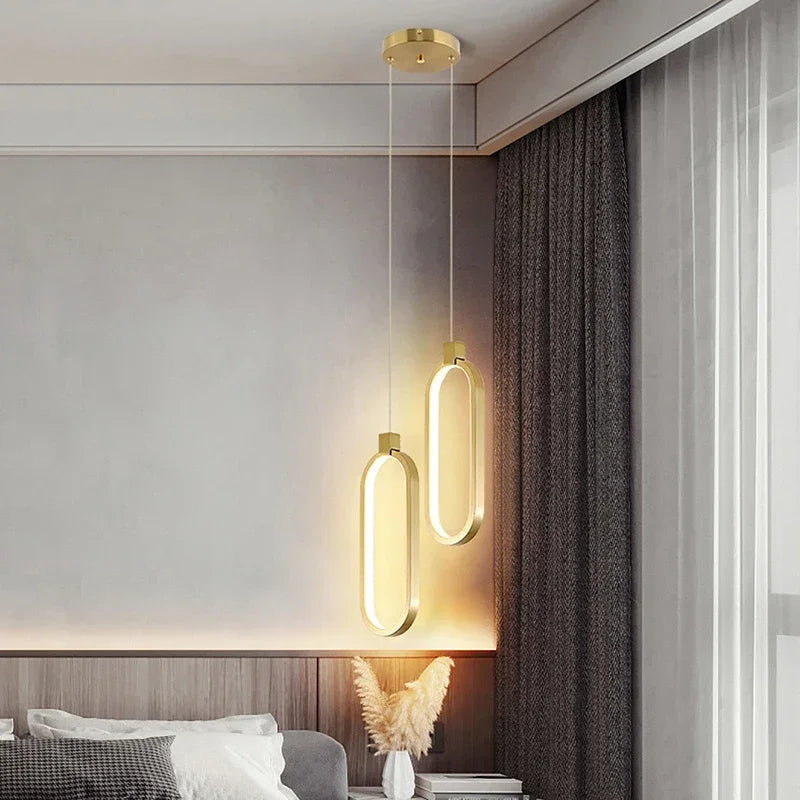 Nowoczesna lampa wisząca LED w geometrycznym stylu — złota, 2 formy | Norivo Norivo