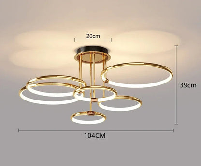 Żyrandol LED z pierścieniami — geometryczna lampa sufitowa | Norivo Norivo