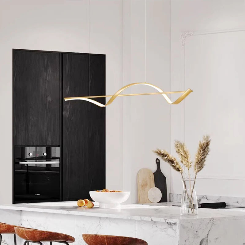 Lampa wisząca Fala LED — dynamiczna forma nad stół lub wyspę | Norivo Norivo