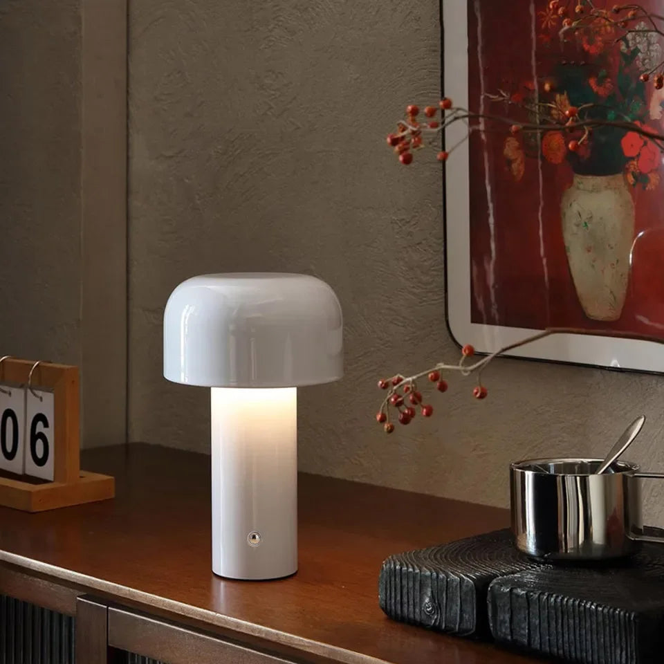 Nowoczesna lampa stołowa LED — grzybek, przenośna, ładowalna, dotykowa | Norivo Norivo