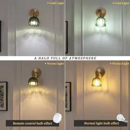 Lampa ścienna retro w kształcie tulipana — kinkiet ze szklanym kloszem i złotym wykończeniem | Norivo Norivo