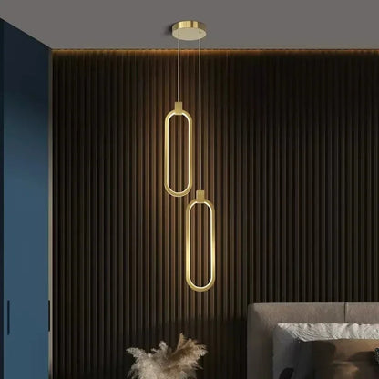 Nowoczesna lampa wisząca LED w geometrycznym stylu — złota, 2 formy | Norivo Norivo
