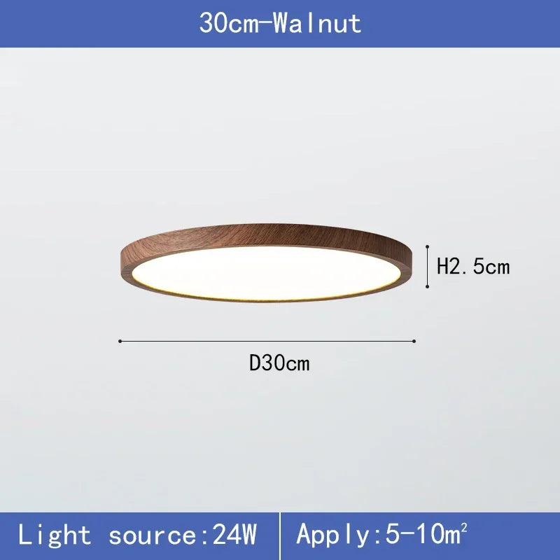 Lampa sufitowa LED z drewnianą ramą — okrągła | Norivo Norivo