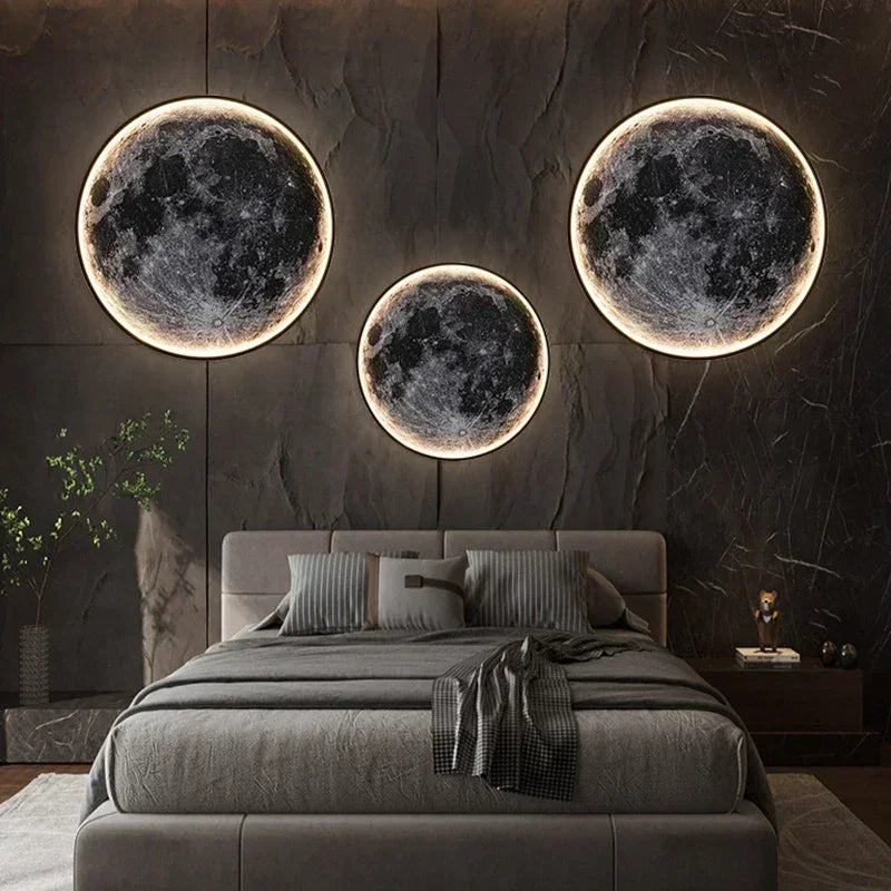 Lampa ścienna LED — księżyc 3D Norivo