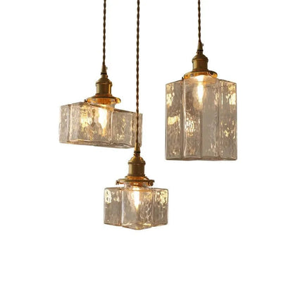 Vintage szklana lampa wisząca z mosiężnym wykończeniem — 3 kształty | Norivo Norivo
