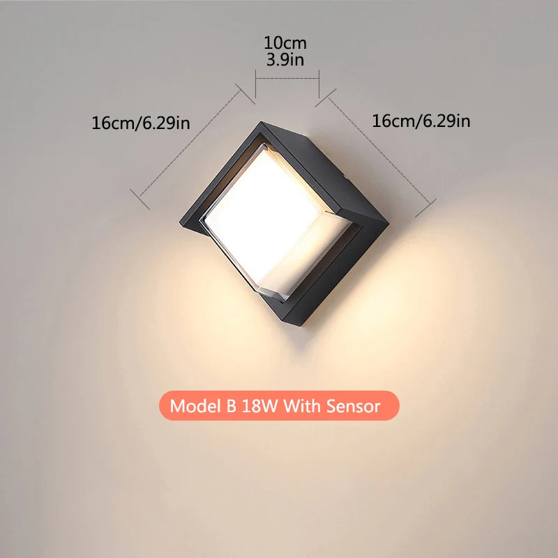 Zewnętrzna lampa ścienna LED z czujnikiem ruchu — IP65 | Norivo Norivo