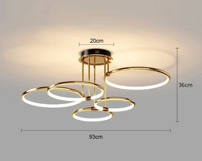 Żyrandol LED z pierścieniami — geometryczna lampa sufitowa | Norivo Norivo