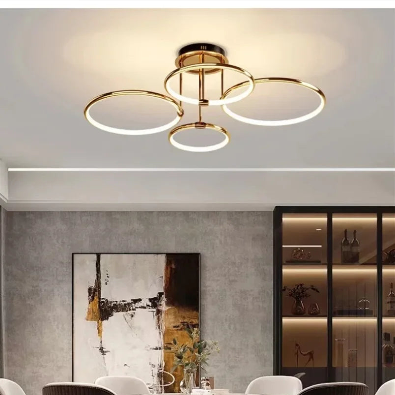 Żyrandol LED z pierścieniami — geometryczna lampa sufitowa | Norivo Norivo