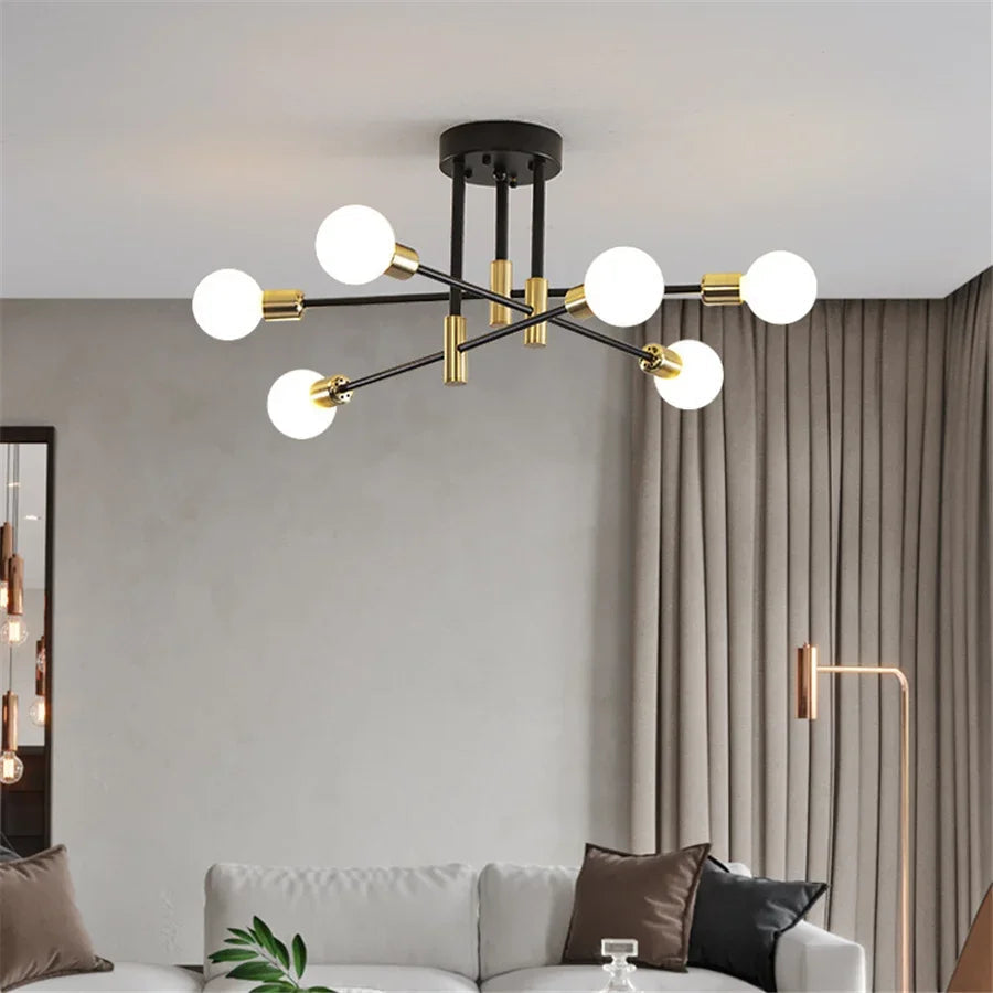 Industrialna lampa sufitowa żyrandol z okrągłymi lampami — 3 konfiguracje | Norivo Norivo