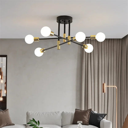 Industrialna lampa sufitowa żyrandol z okrągłymi lampami — 3 konfiguracje | Norivo Norivo