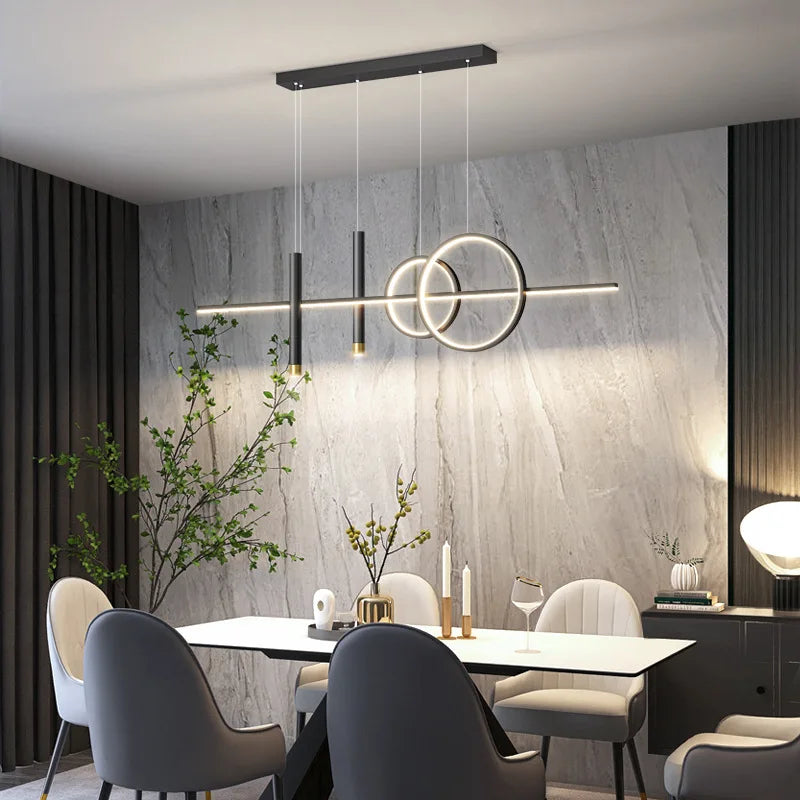 Nowoczesna lampa wisząca LED — geometryczny design, 3 pierścienie | Norivo Norivo