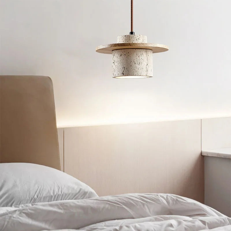 Lampa wisząca z kamienia i drewna — premium | Norivo Norivo