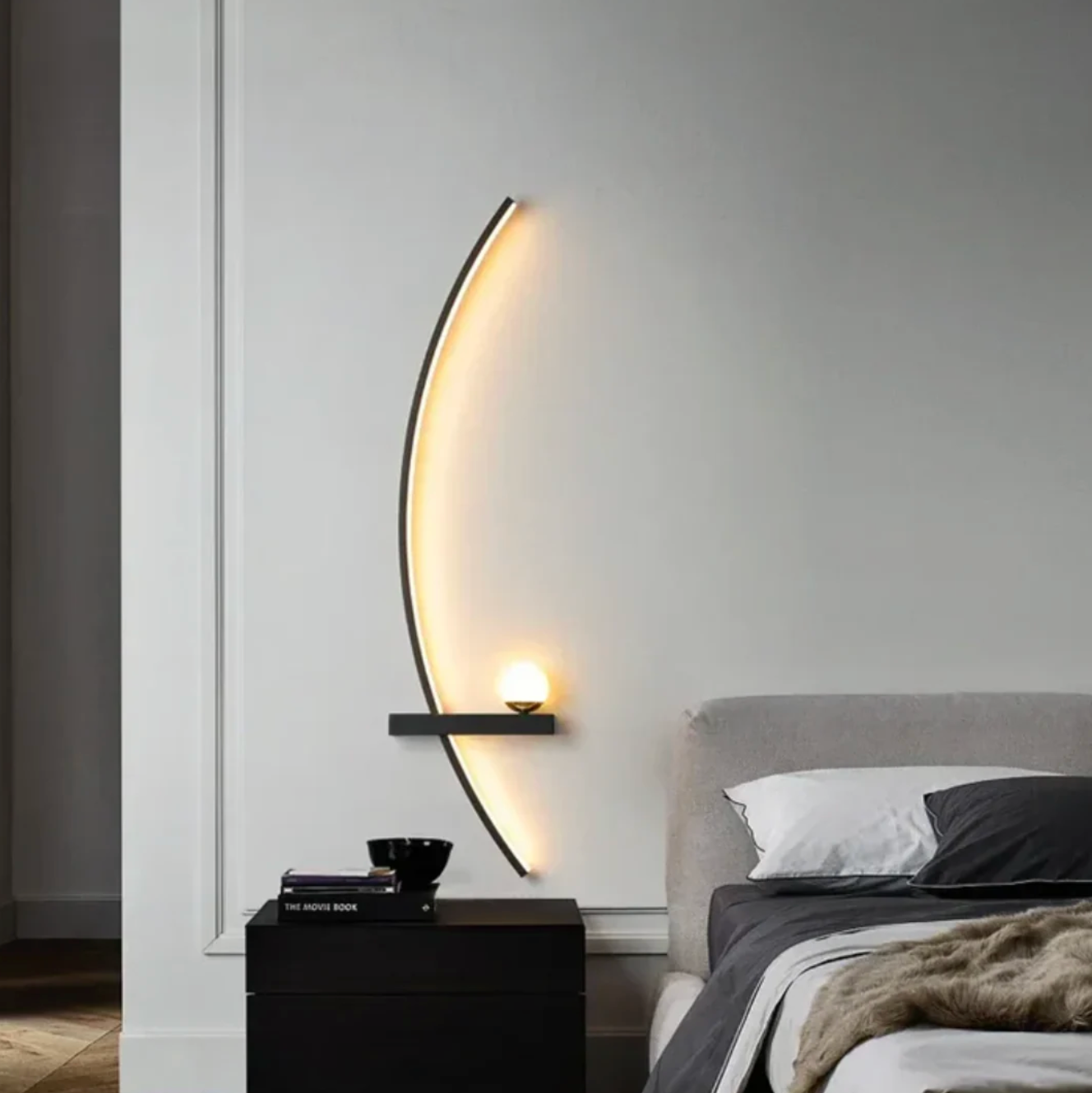 Nowoczesny kinkiet ścienny LED półokrągły z półką — designerskie oświetlenie | Norivo Norivo