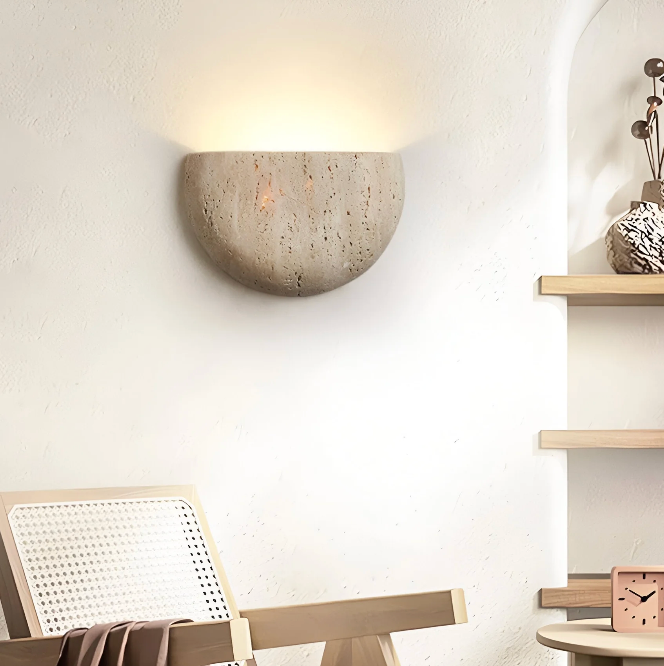 Kinkiet ścienny z kamienia naturalnego — półokrągła lampa LED | Norivo Norivo