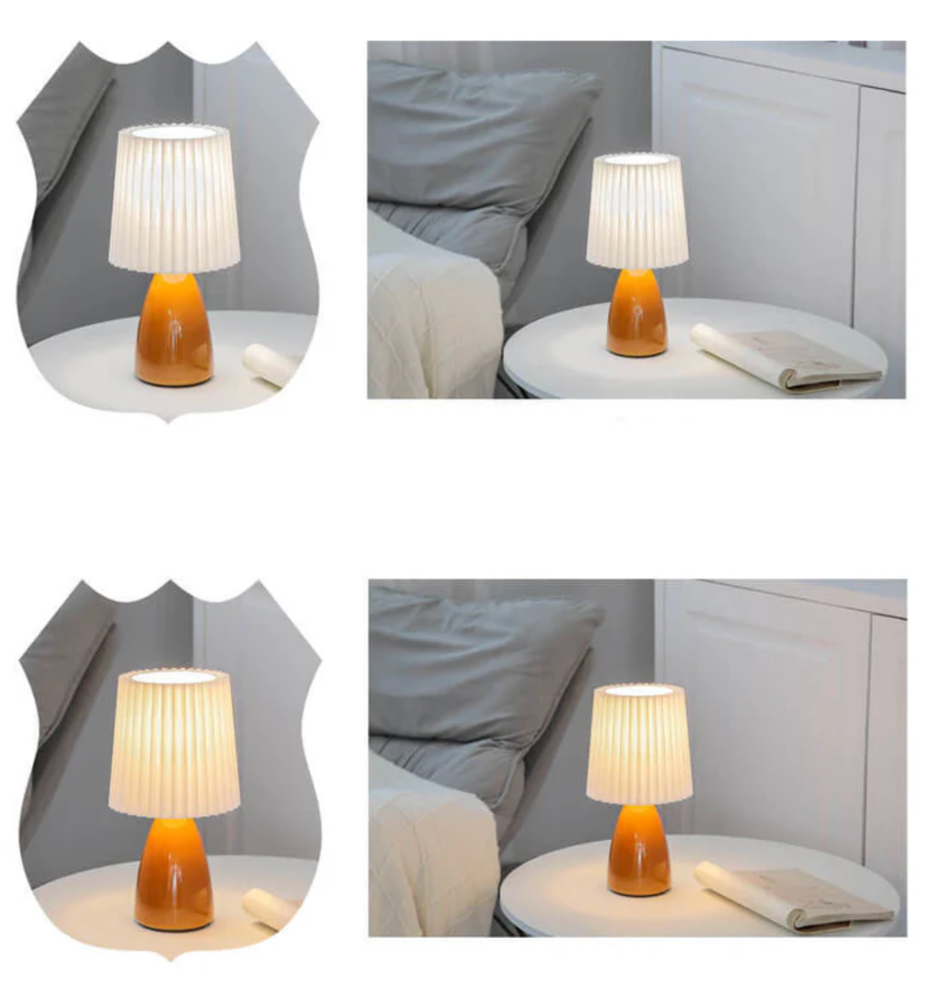 Klasyczna lampa stołowa z plisowanym abażurem — szkło i tkanina, 2 kolory | Norivo Norivo