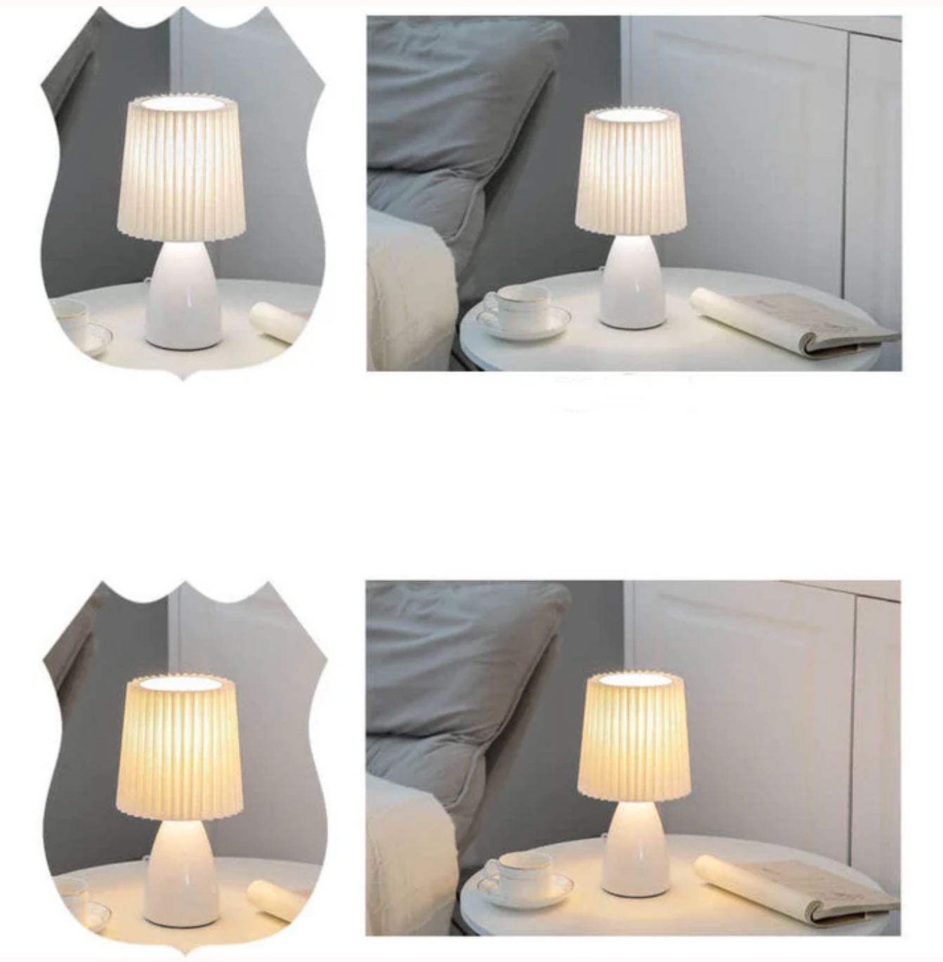 Klasyczna lampa stołowa z plisowanym abażurem — szkło i tkanina, 2 kolory | Norivo Norivo