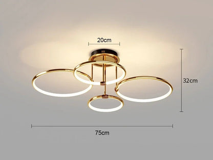 Żyrandol LED z pierścieniami — geometryczna lampa sufitowa | Norivo Norivo