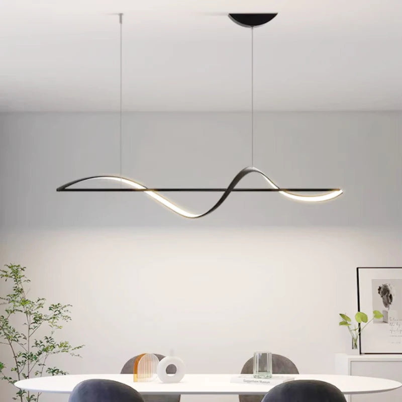 Lampa wisząca Fala LED — dynamiczna forma nad stół lub wyspę | Norivo Norivo
