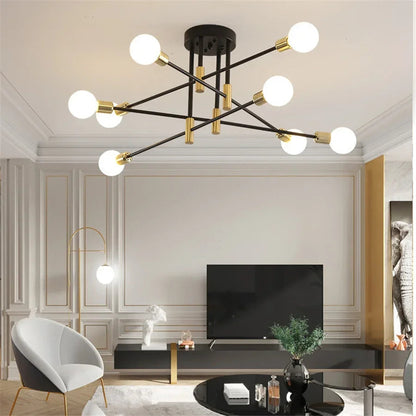 Industrialna lampa sufitowa żyrandol z okrągłymi lampami — 3 konfiguracje | Norivo Norivo