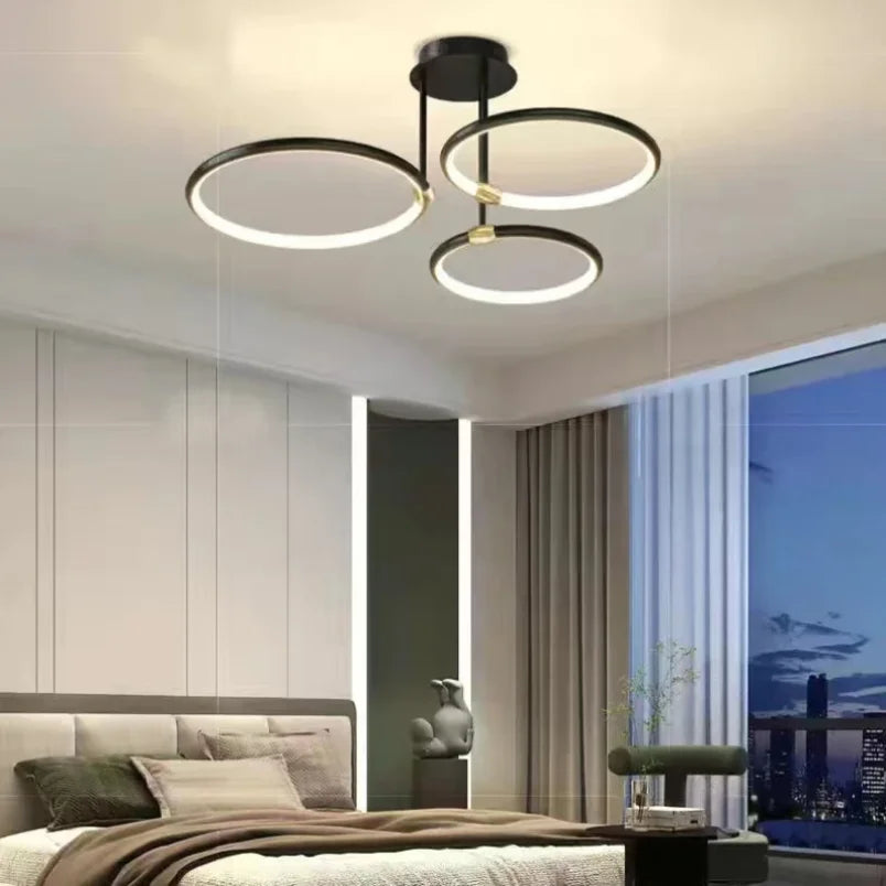 Żyrandol LED z pierścieniami — geometryczna lampa sufitowa | Norivo Norivo