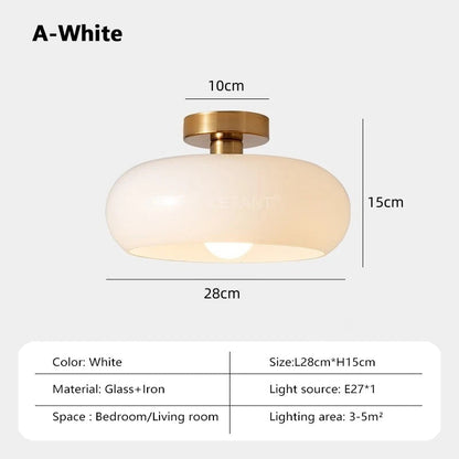 Lampa wisząca z opalizującym kloszem — elegancja retro Bauhaus | Norivo Norivo