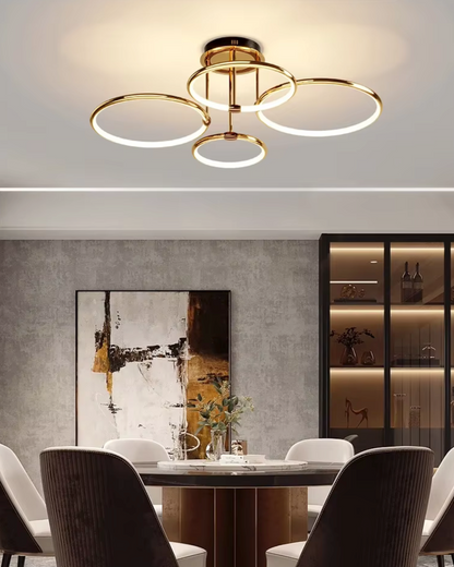 Żyrandol LED z pierścieniami — geometryczna lampa sufitowa | Norivo Norivo
