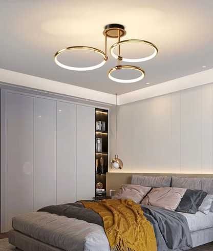 Żyrandol LED z pierścieniami — geometryczna lampa sufitowa | Norivo Norivo