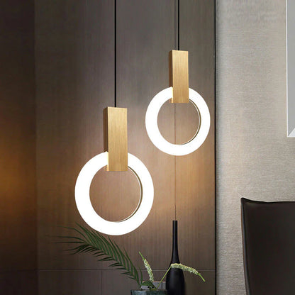 Lampa wisząca LED złoty pierścień | Norivo Norivo