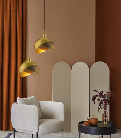 Lampa wisząca LED — złoto i dymione szkło | Norivo Norivo