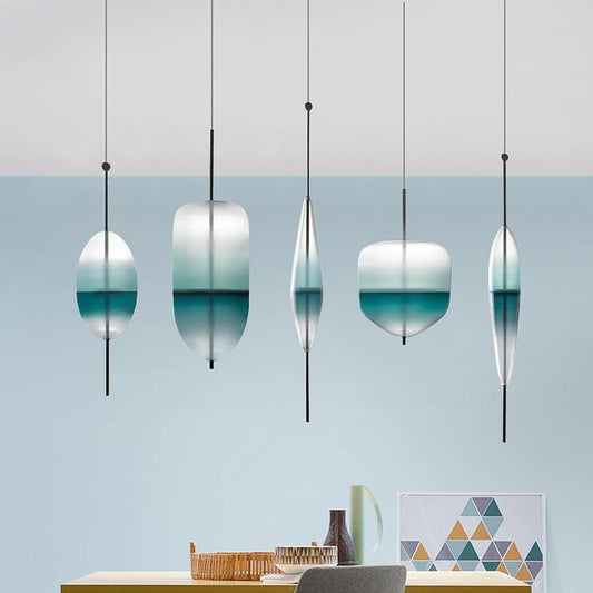 Lampa wisząca szklana gradient niebieski