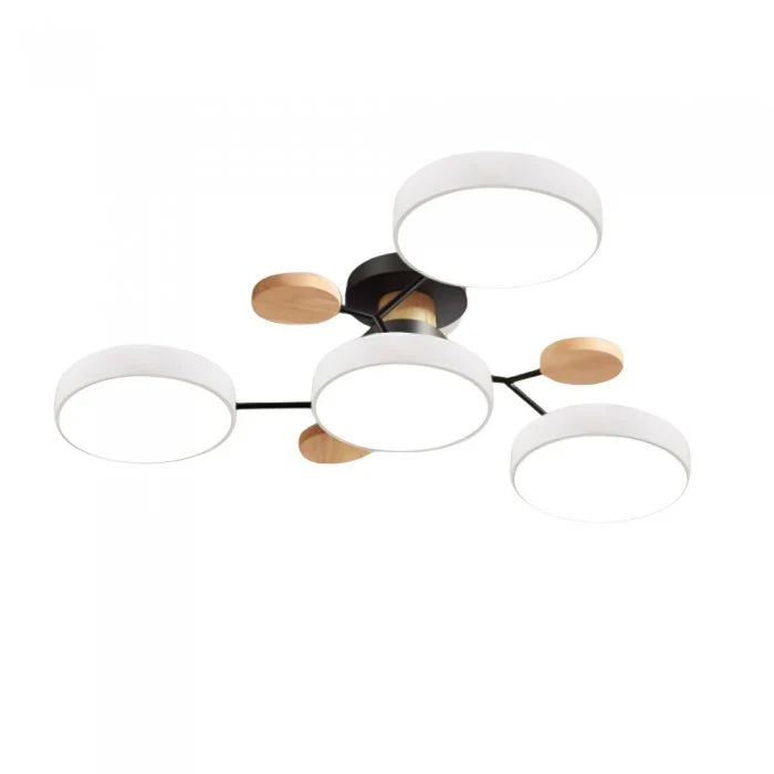 Lampa sufitowa LED wieloramienna z drewnianymi akcentami — 4 kolory | Norivo Norivo