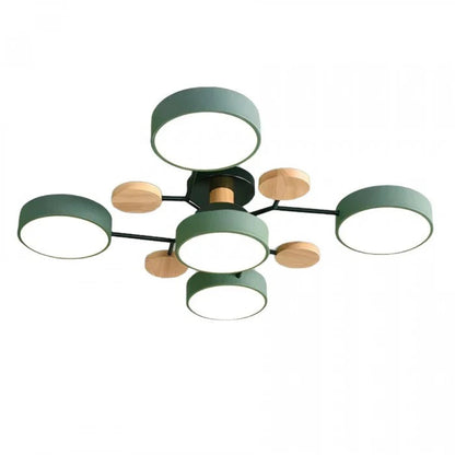 Lampa sufitowa LED wieloramienna z drewnianymi akcentami — 4 kolory | Norivo Norivo