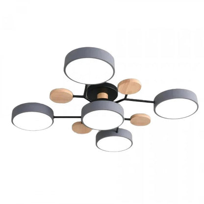 Lampa sufitowa LED wieloramienna z drewnianymi akcentami — 4 kolory | Norivo Norivo