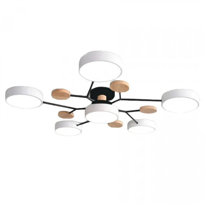 Lampa sufitowa LED wieloramienna z drewnianymi akcentami — 4 kolory | Norivo Norivo