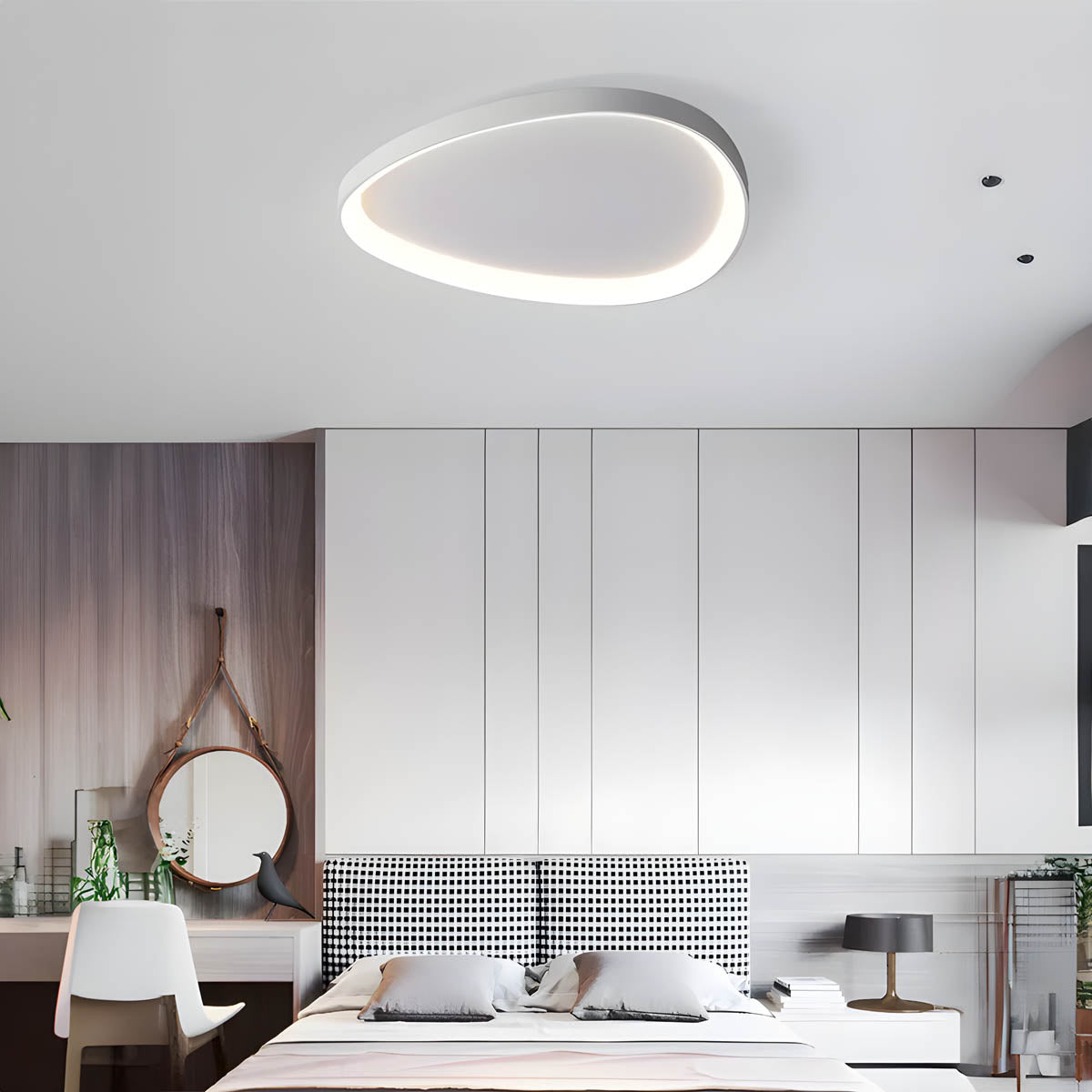 Plafon DEWY — okrągła, minimalistyczna lampa sufitowa, biała lub czarna | Norivo Norivo