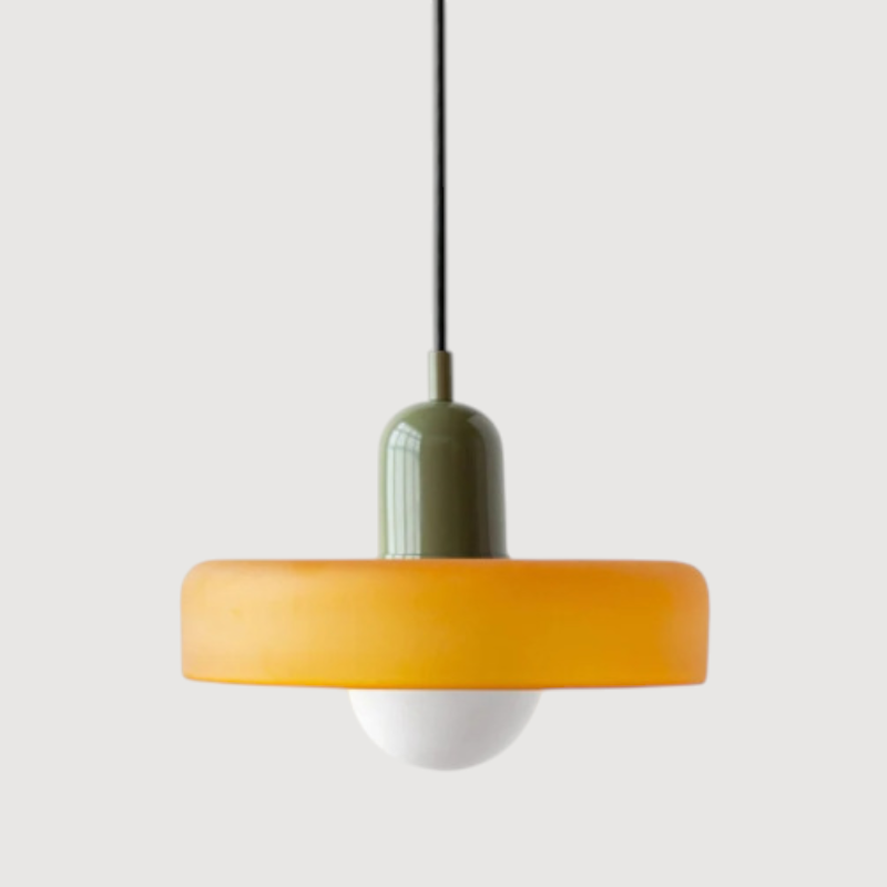 Lampa wisząca z kolorowym szklanym kloszem Bauhaus | Norivo Norivo