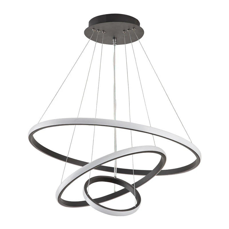 Designerska lampa wisząca LED — żyrandol z formą pierścieni 3D | Norivo Norivo
