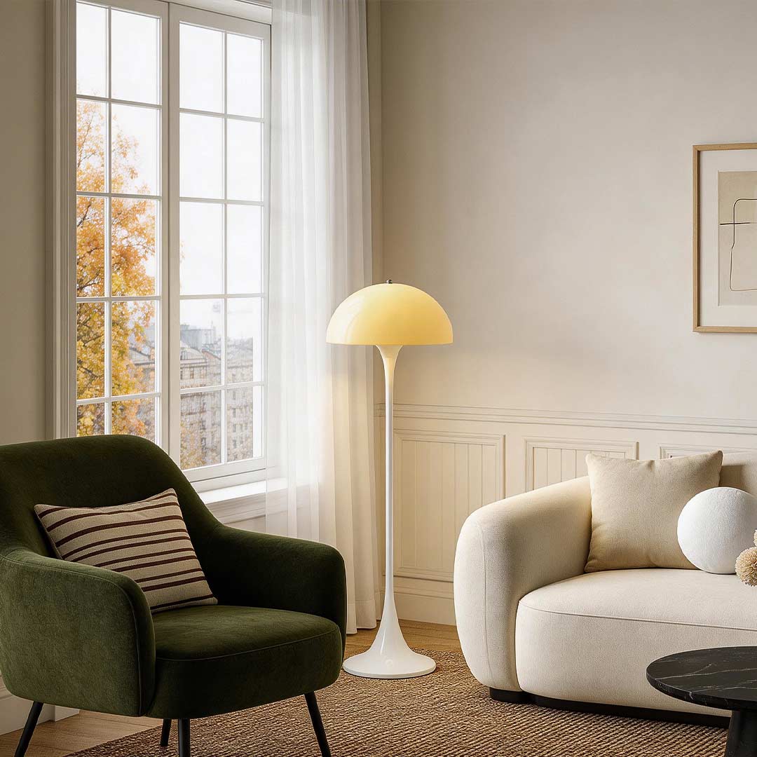 Lampa grzybek podłogowa z fotelem