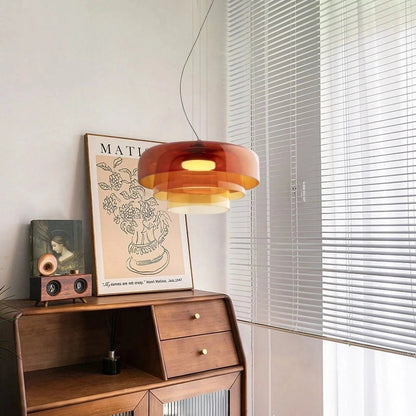 Szklana lampa wisząca z warstwowym kloszem — styl retro | Norivo Norivo