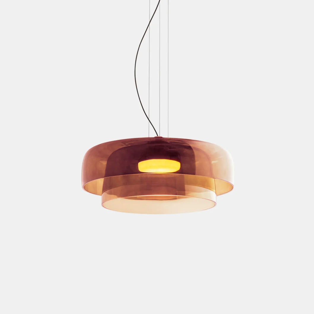 Szklana lampa wisząca z warstwowym kloszem — styl retro | Norivo Norivo