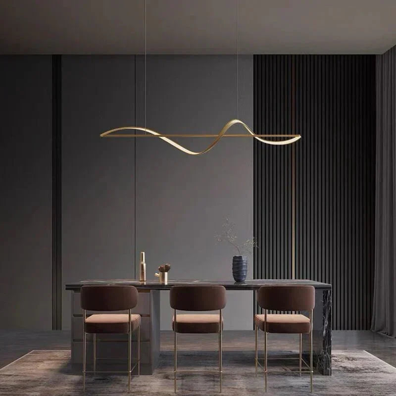 Lampa wisząca Fala LED — dynamiczna forma nad stół lub wyspę | Norivo Norivo